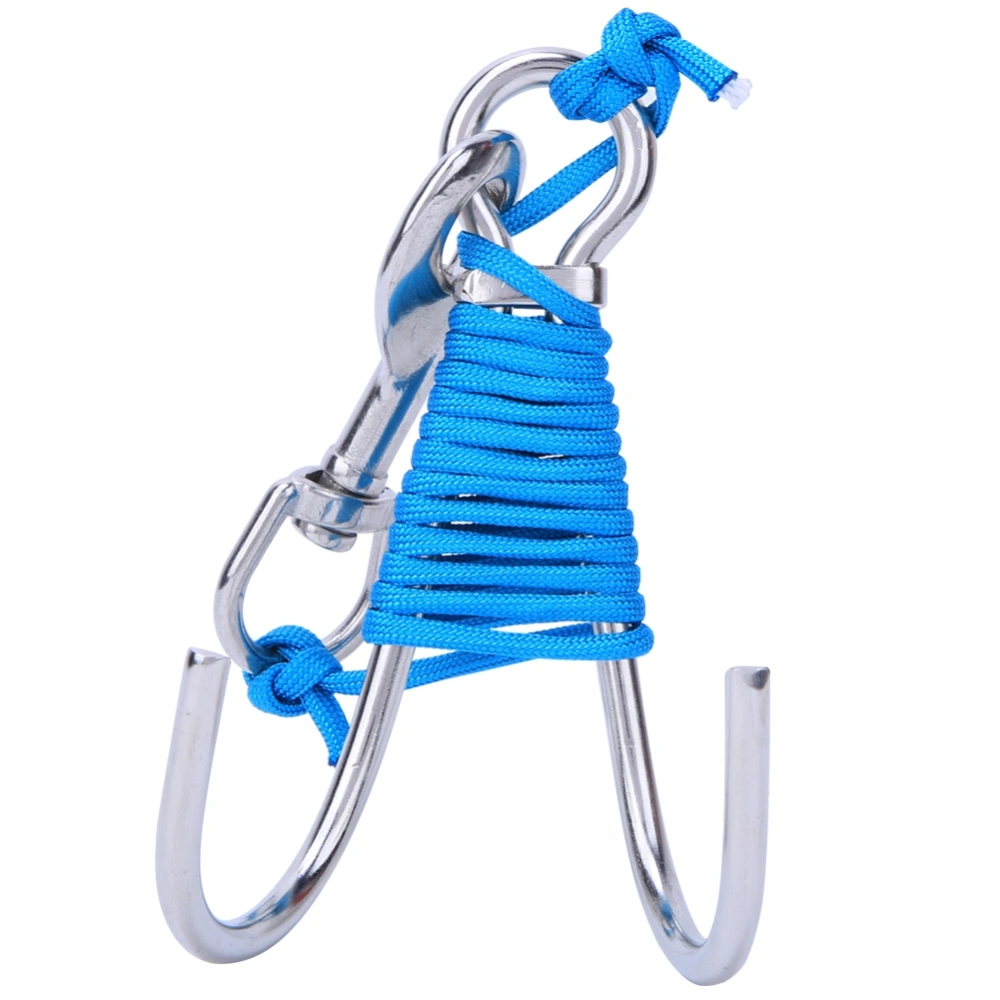 High Quality Stainless Steel Underwater Scuba Diving Drift Rock Single Hook Rope Safety Gear EquipmentBlue