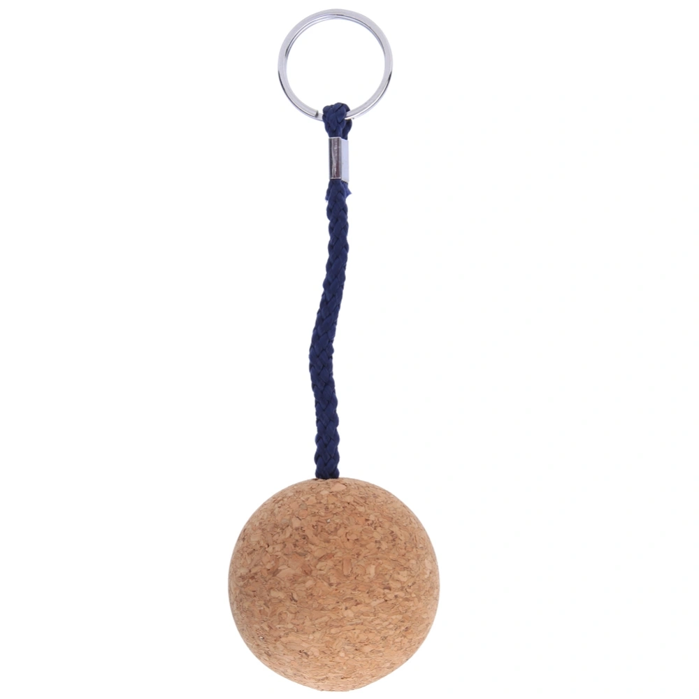 Stainless Steel Ring Cork 5cm Floating Wooden Ball Key Chain Float Keychain Water Sports Accessroies