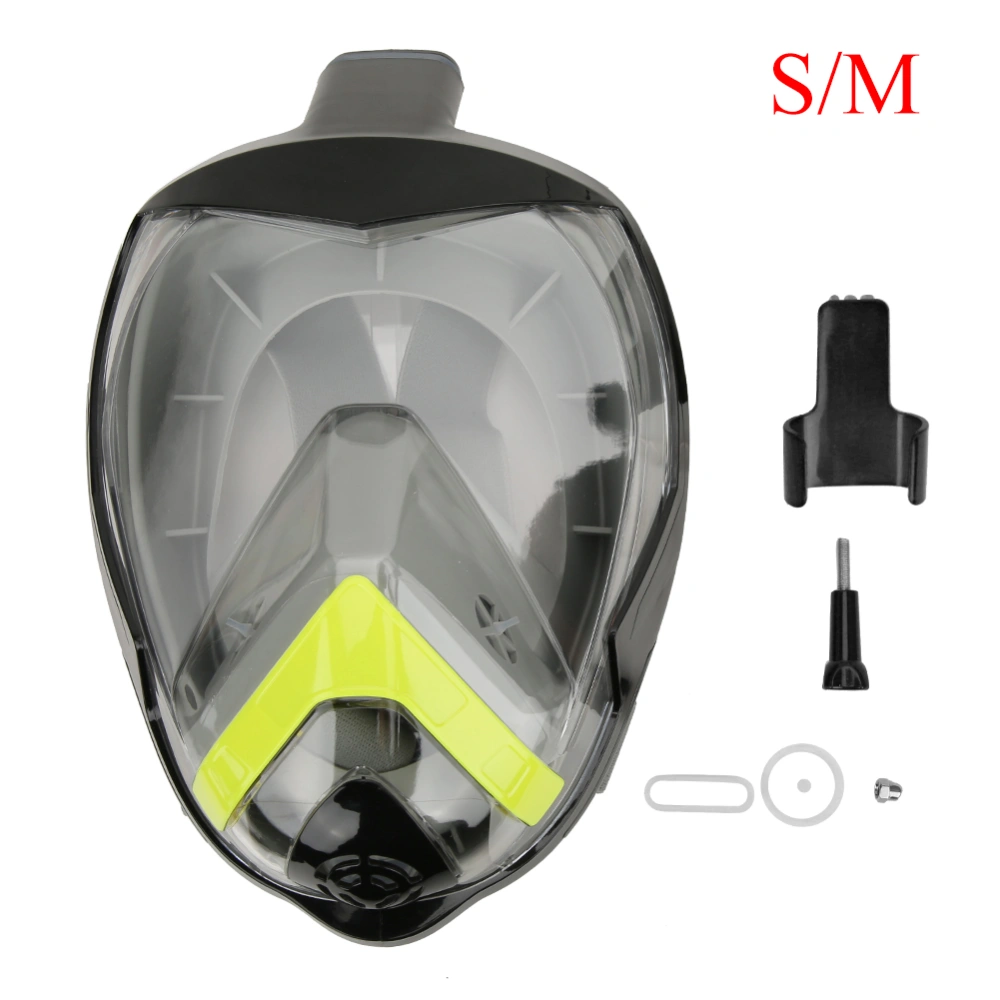 Liquid Silicone All Dry Folding Full Face Anti-fog Adults Diving Mask Swimming Snorkeling SuppliesGray Black S/M