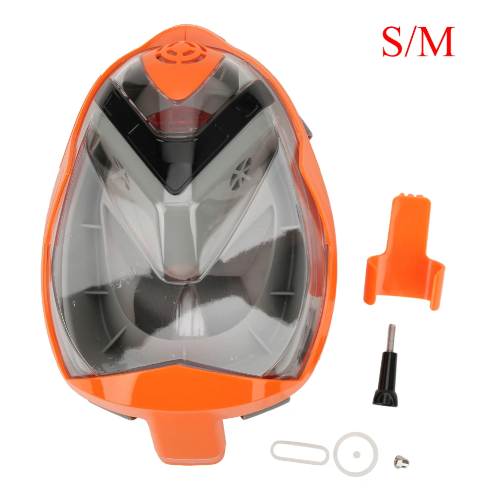 Liquid Silicone All Dry Folding Full Face Anti-fog Adults Diving Mask Swimming Snorkeling SuppliesOrange S/M