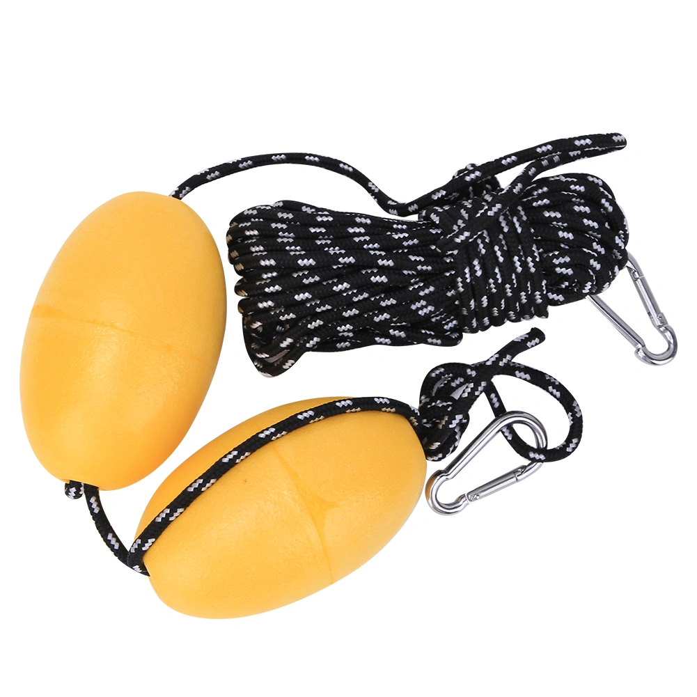 Kayak Boat Leash Rope with Buoy Floating Ball Stainless Steel Hook for Fishing Drift Anchors SystemDouble Ball White Black Rope