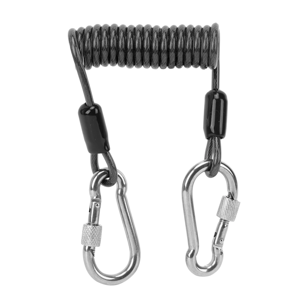 Stainless Steel Buckle Portable Camera Diving Shell Safety Spring Rope Fishing Missed Lineblack