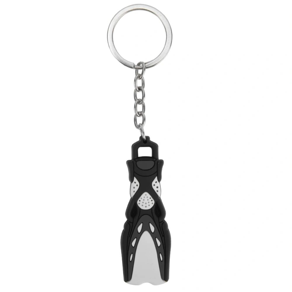 PVC Mini Diving Theme Key Ring Unique Short Flipper Shape Keychain Fin Keyring GiftBlack