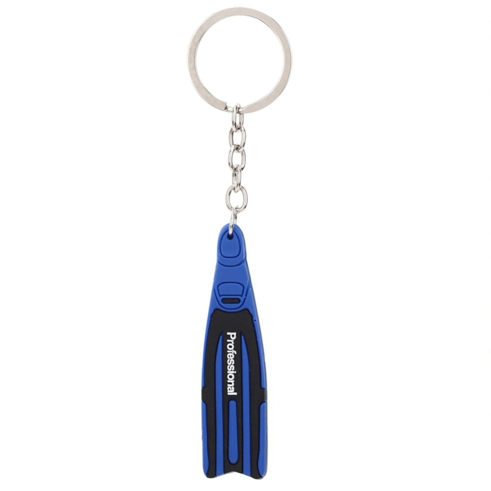 PVC Mini Diving Theme Key Ring Unique Flipper Shape Keychain Fin Keyring GiftBlue