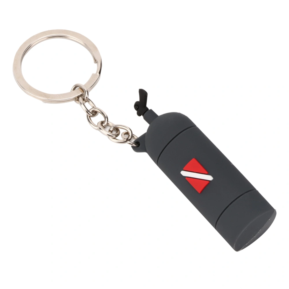 PVC Mini Keyring Diving Theme Key Ring Unique Air Cylinder Shape Keychain GiftGray