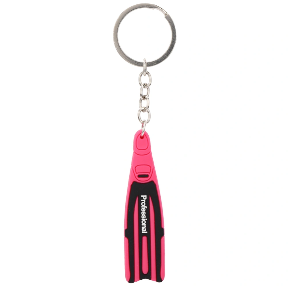 PVC Mini Diving Theme Key Ring Unique Flipper Shape Keychain Fin Keyring GiftPink