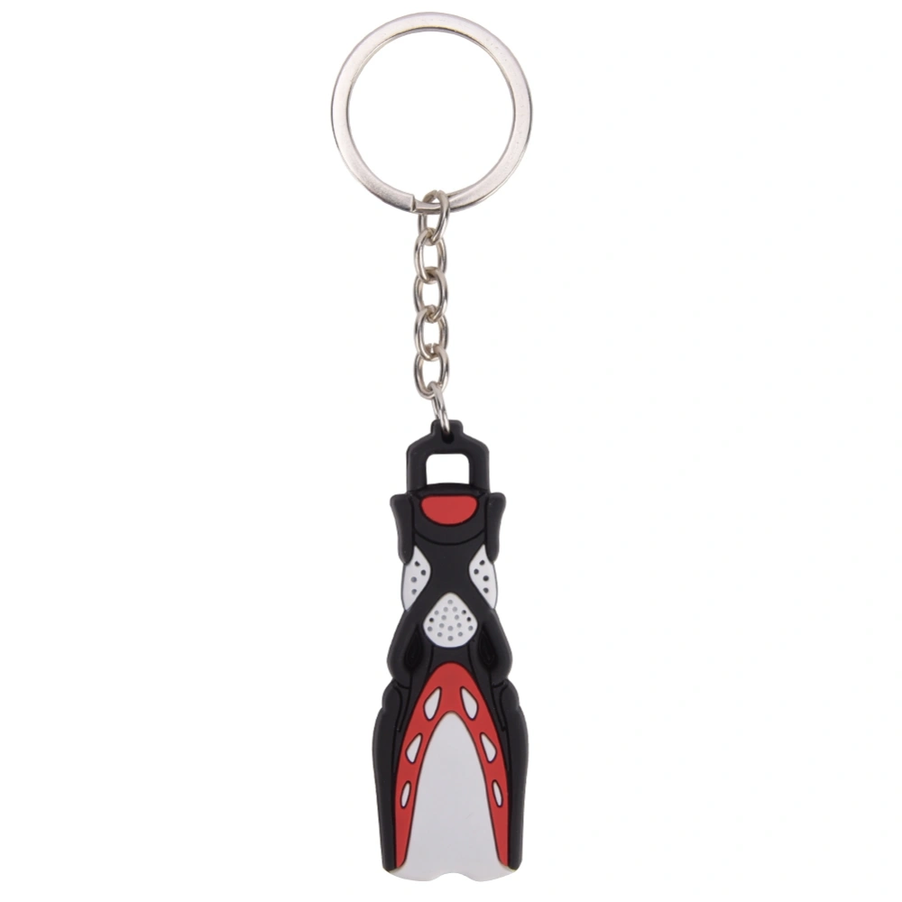 PVC Mini Diving Theme Key Ring Unique Short Flipper Shape Keychain Fin Keyring GiftRed