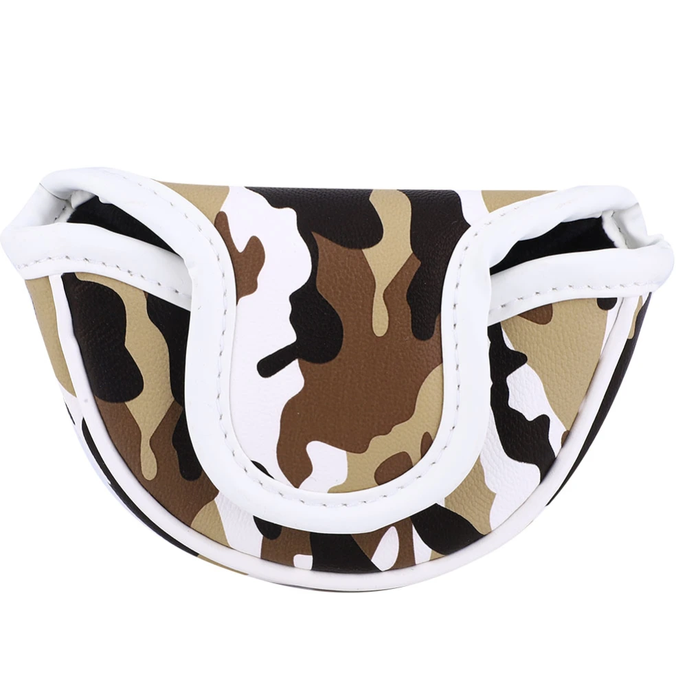 PU Leather Camouflage Semicircular Waterproof Magnetic Buckle Golf Putter Head Cover Club Headcovers AccessoryCamouflage Brown