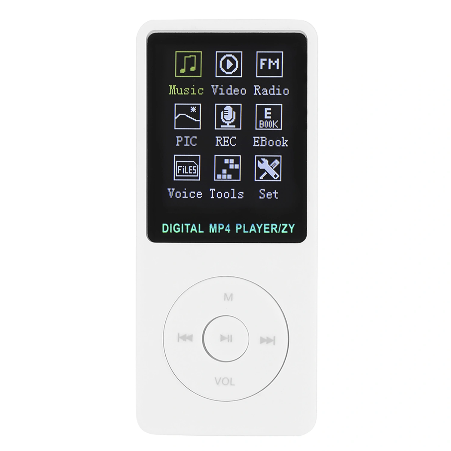 ZY-418 Portable Ultrathin 1.8 Inch Color Screen Sports MP3 Music Player Mini Plug Card Video MP4White