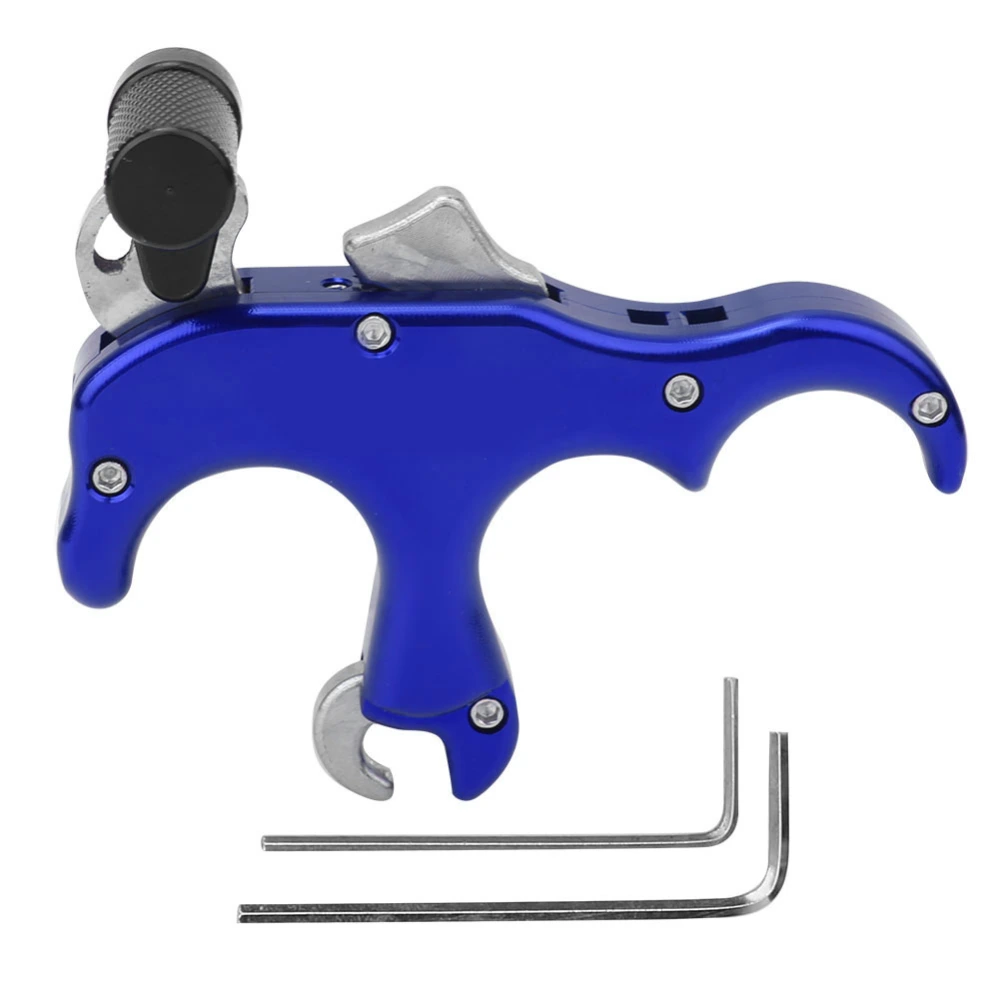 Aluminum Alloy Archery 3 Finger Compound Bow Release Grip Thumb Caliper Aids Accessoryblue