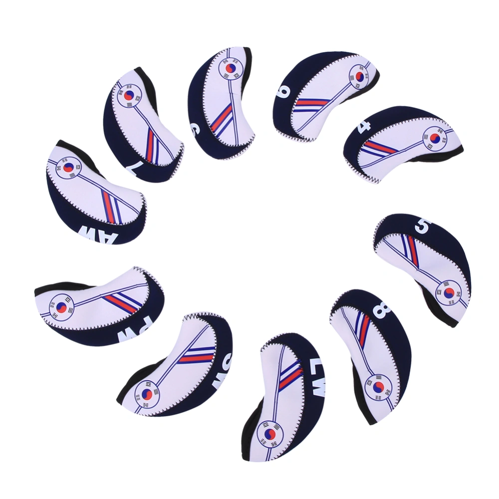 10Pcs Portable Cloth Golf Iron Club Head Cover with Unique Pattern Sports Accessory