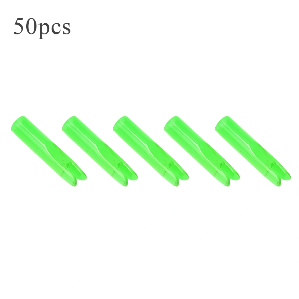 50Pcs Portable Plastic Bow Arrow Nock Insert Tail Archery Accessory for 6mm Shaftmentgreen