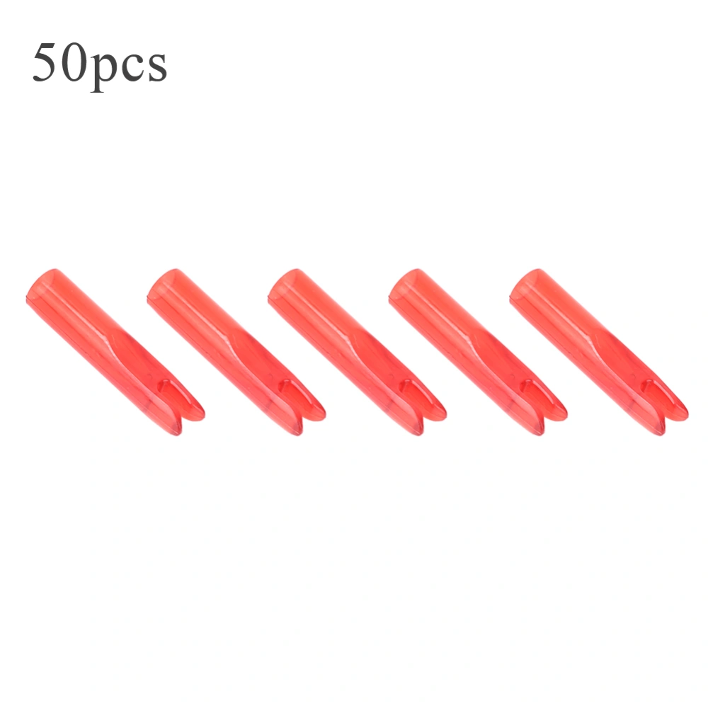 50Pcs Portable Plastic Bow Arrow Nock Insert Tail Archery Accessory for 6mm Shaftmentred