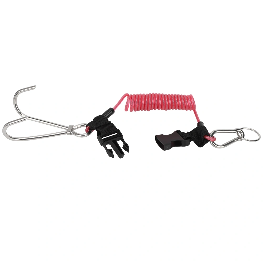 Stainless Steel Marine Sports Reef Double Hook with Spring Rope for Diving Scuba AccessoriesTransparent Pink