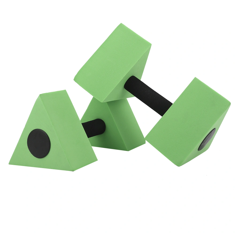 2PCS Triangle Dumbbell EVA Water Weight Barbell Children Swimming Fitness EquipmentGreen