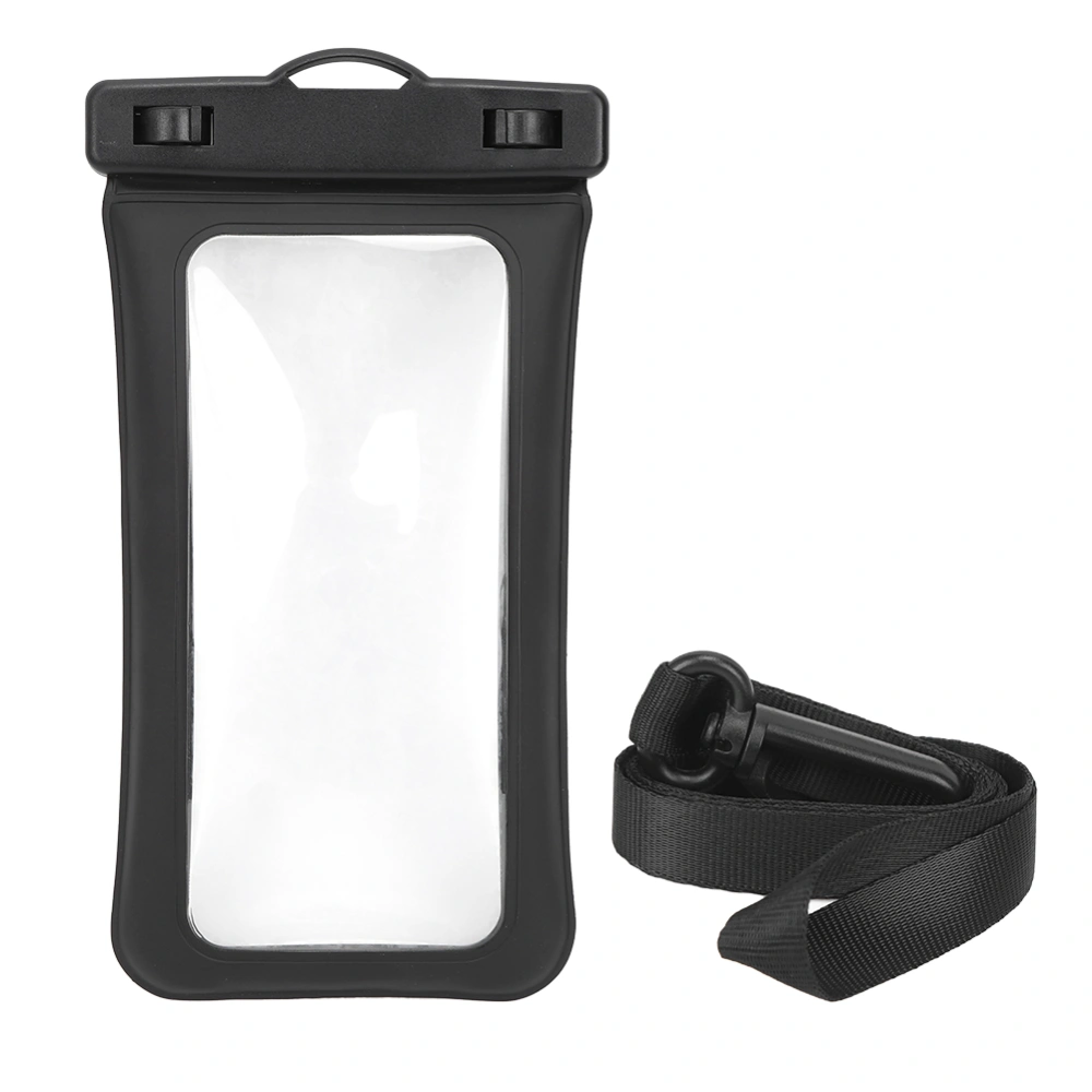 PVC Waterproof Floatable Phone Cover Elastic Phone Case Strap Touch Bag for Rafting SwimmingBlack