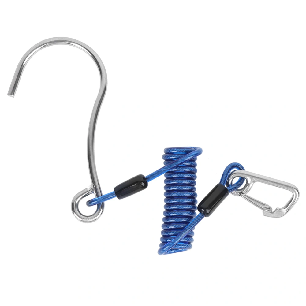 Spring Anti Lost Rope Single End Marine Grade Sports Stainless Steel Coral Rock Drift Diving Hook Accessory(Blue )