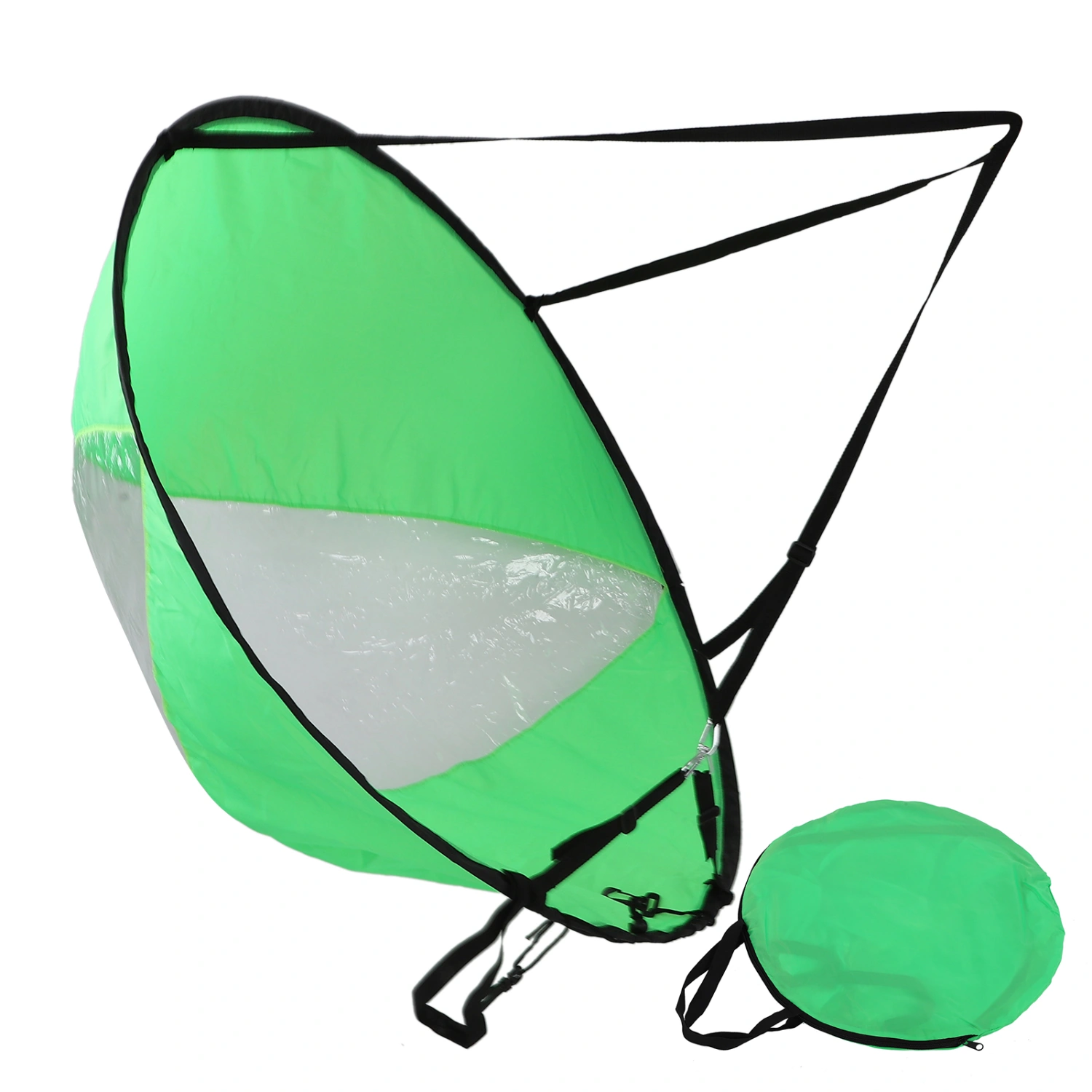 Polyester Taffeta Durable Folding Kayak Wind Sail Transparent Window Canoe Wind Sail Boat Water Sports AccessoryKayak Sailing Green