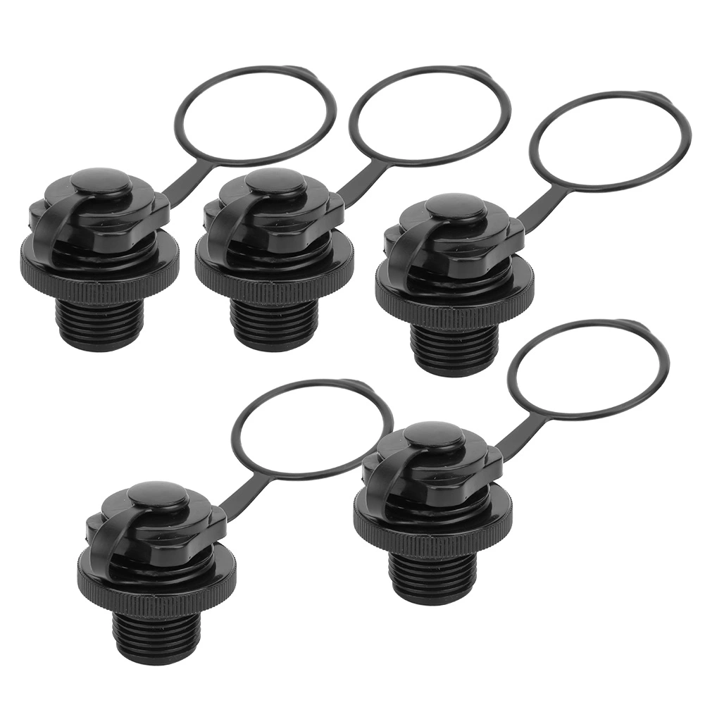( 5Pcs/Set ) 2 in 1 Air Valve Nozzle Inflatable Boat Valve Screw Nozzle Without BaseBlack