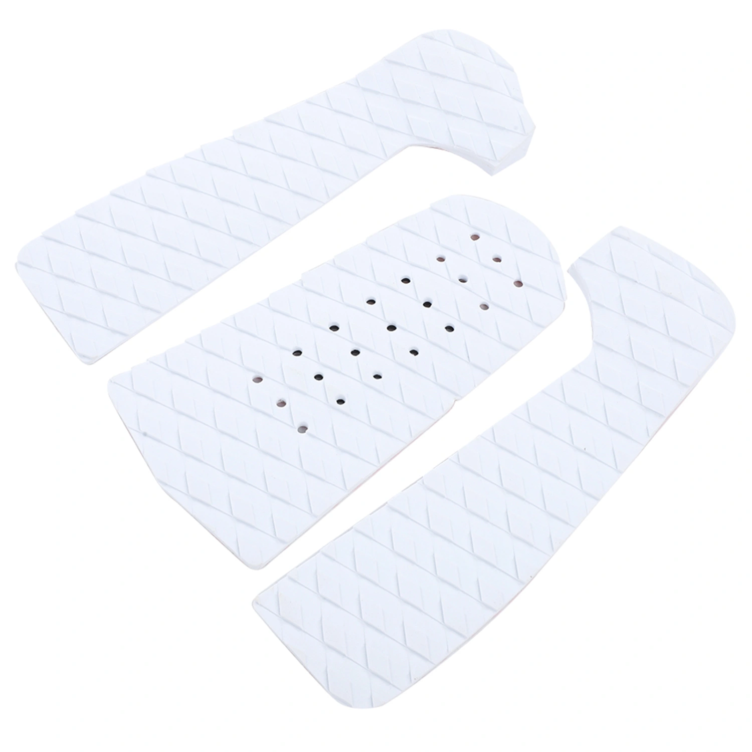 3PCS Surfboard Traction NonSlip Mat EcoFriendly EVA Foam Deck Pad Surf Boards Accessory(3 Parts White with Hole )