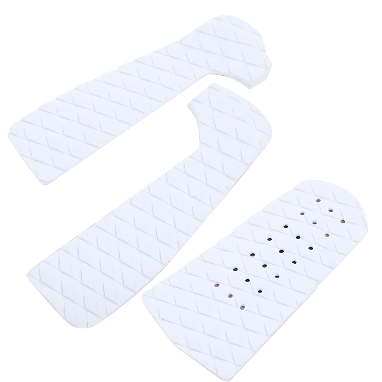 3PCS Surfboard Traction NonSlip Mat EcoFriendly EVA Foam Deck Pad Surf Boards Accessory(3 Parts White with Hole )