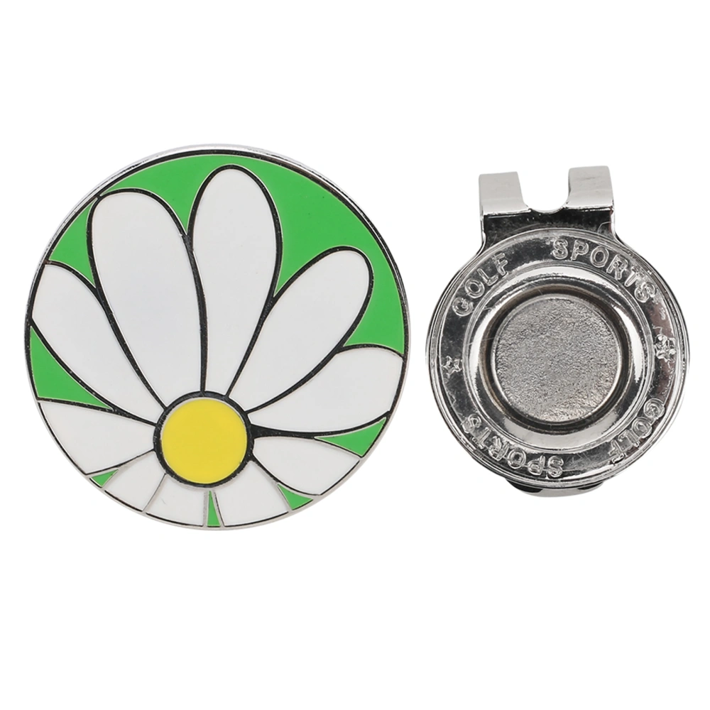 Zinc Alloy Removable Compact Golf Ball Marker Magnetic Hat Clip Anti Rust Cap Clamp Gift Supplies(Daisy Flower )