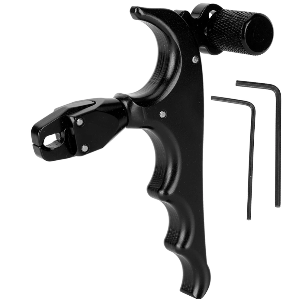 Metal 4-Finger Bow Release Caliper Thumb Trigger Grip Hunting Shooting AccessoriesBlack