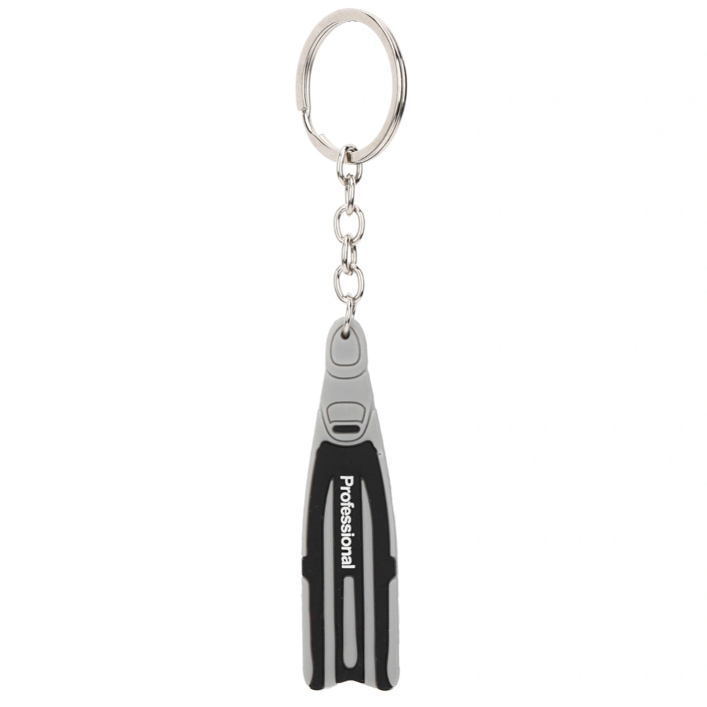 PVC Mini Diving Theme Key Ring Unique Flipper Shape Keychain Fin Keyring GiftGray