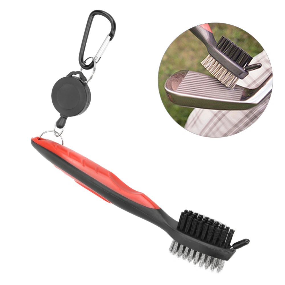 Multifunctional Golf Club Cleaner Brush with Nylon Steel Dual Bristles Cleaning ToolRed