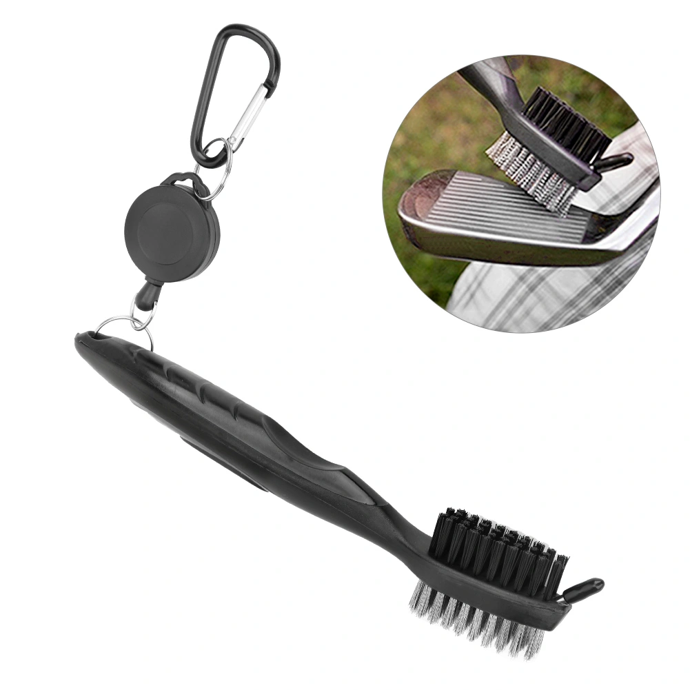 Multifunctional Golf Club Cleaner Brush with Nylon Steel Dual Bristles Cleaning ToolBlack
