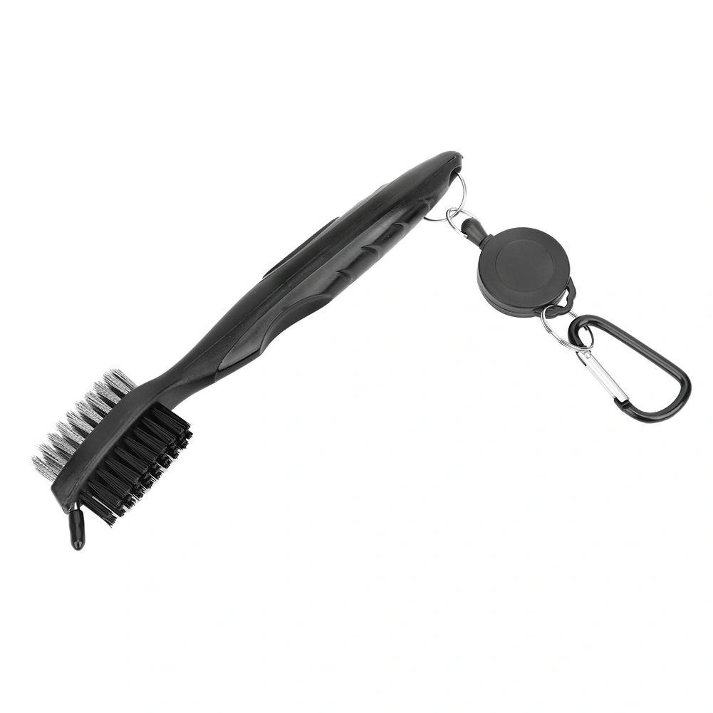 Multifunctional Golf Club Cleaner Brush with Nylon Steel Dual Bristles Cleaning ToolBlack