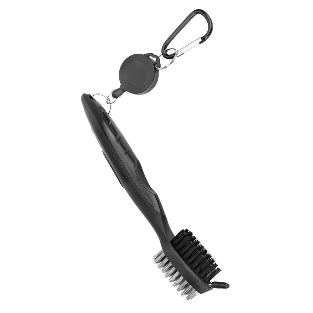 Multifunctional Golf Club Cleaner Brush with Nylon Steel Dual Bristles Cleaning ToolBlack