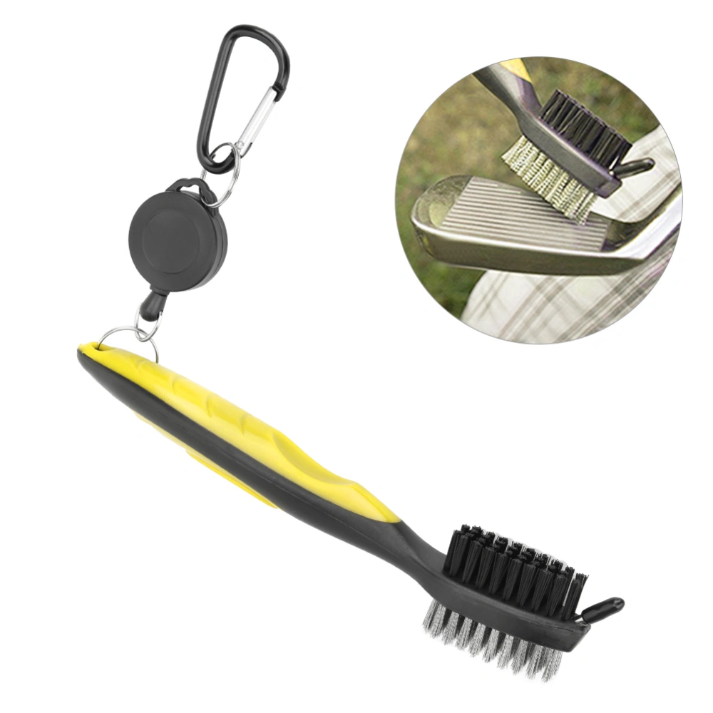 Multifunctional Golf Club Cleaner Brush with Nylon Steel Dual Bristles Cleaning ToolYellow