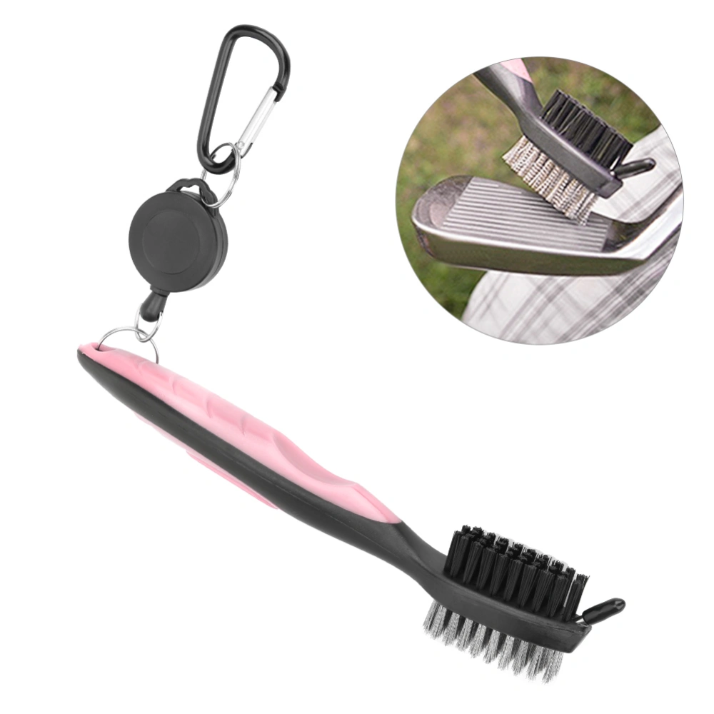 Multifunctional Golf Club Cleaner Brush with Nylon Steel Dual Bristles Cleaning ToolPink