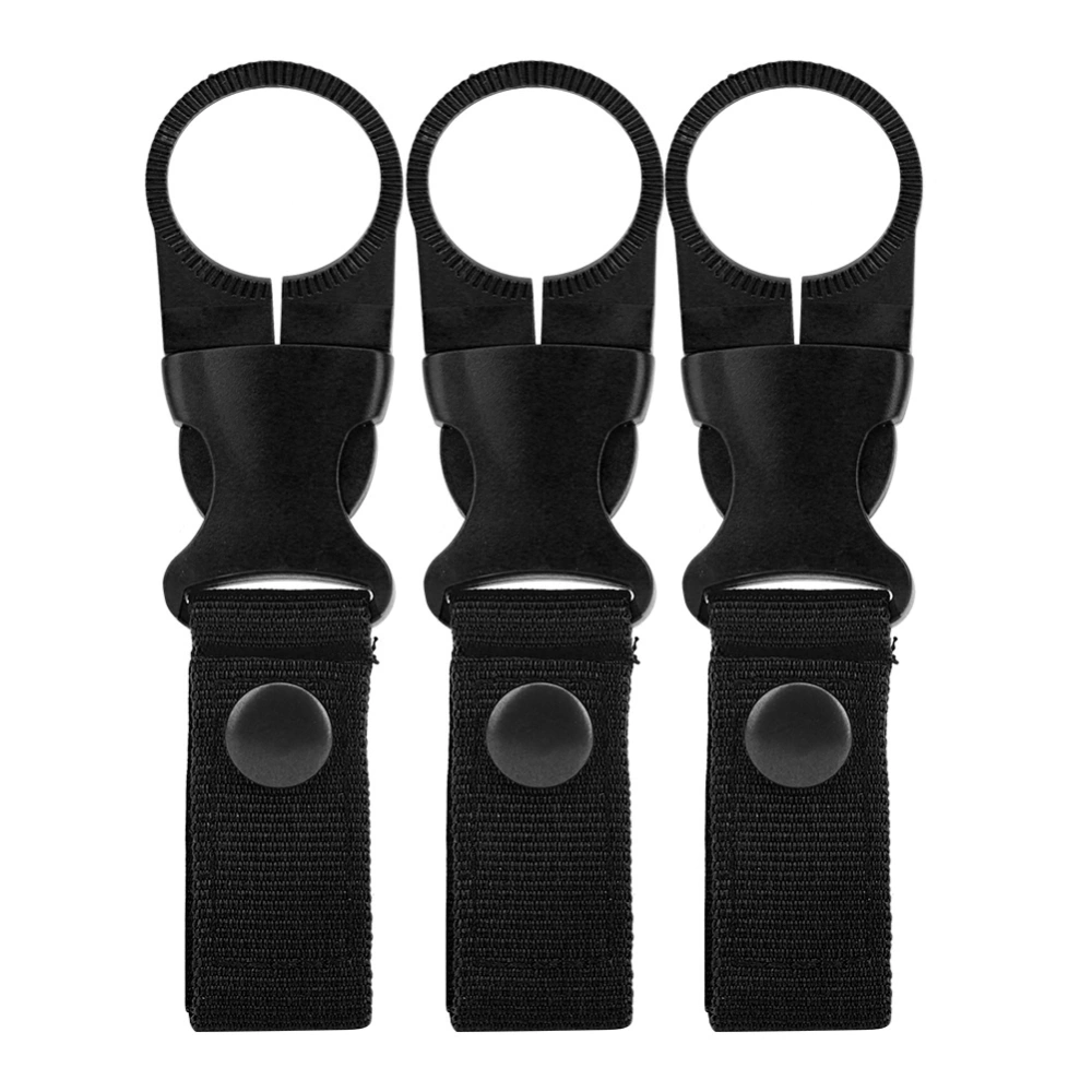 3PCS Nylon Outdoor Multifunction Portable Water Bottle Carabiner Waist Belt Hanging Buckle for Outdoor Travel BackpackWater Bottle Hanging Buckle Black