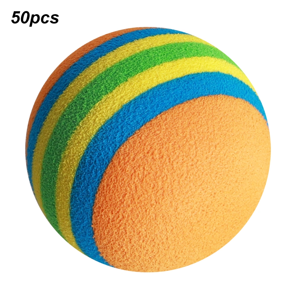 50PCS EVA Lightweight Wear Resistant Indoor Practice Stripe Golf Foam Ball Colorful Pet Cat Entertainment Toy BallsOrange Blue Yellow Green/4 Colours Stripe Ball