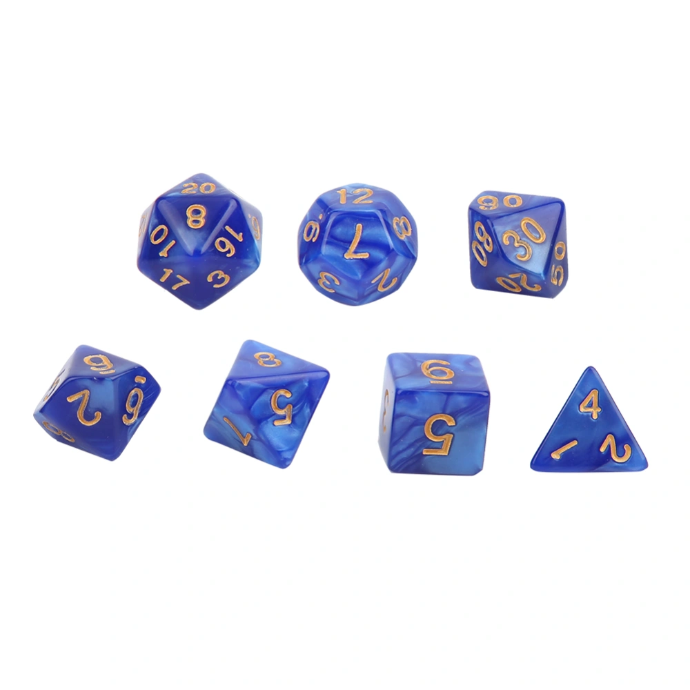 7PCs Set Eco Friendly Acrylic Material Durable Pearl Stripe Multi Side Board Game Dice for Family Entertainment Leisure(Pearl Stripe Blue )