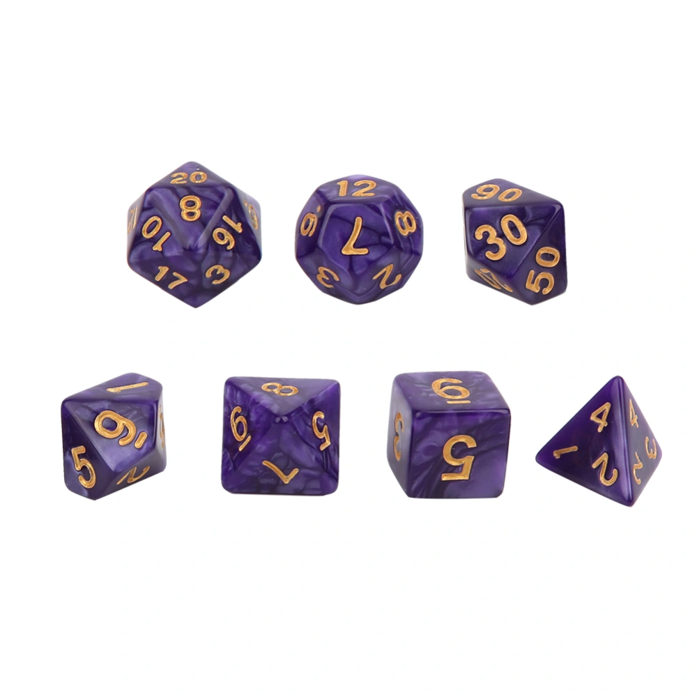 7PCs Set Eco Friendly Acrylic Material Durable Pearl Stripe Multi Side Board Game Dice for Family Entertainment Leisure(Pearl Stripe Purple )