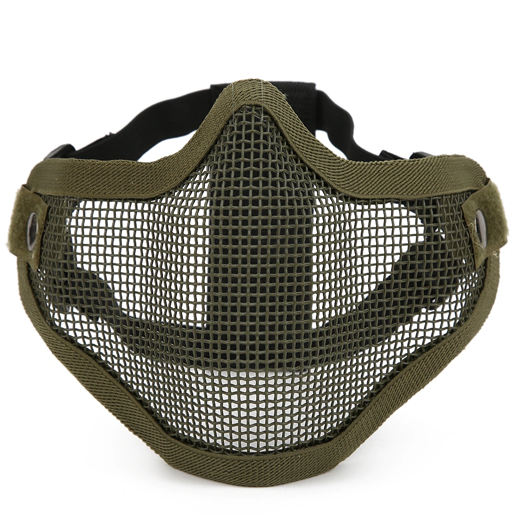 Metal Mesh Face Guard Tactics Half Cover Protective Safety Film Pure Color Anti Riot CS(Green )