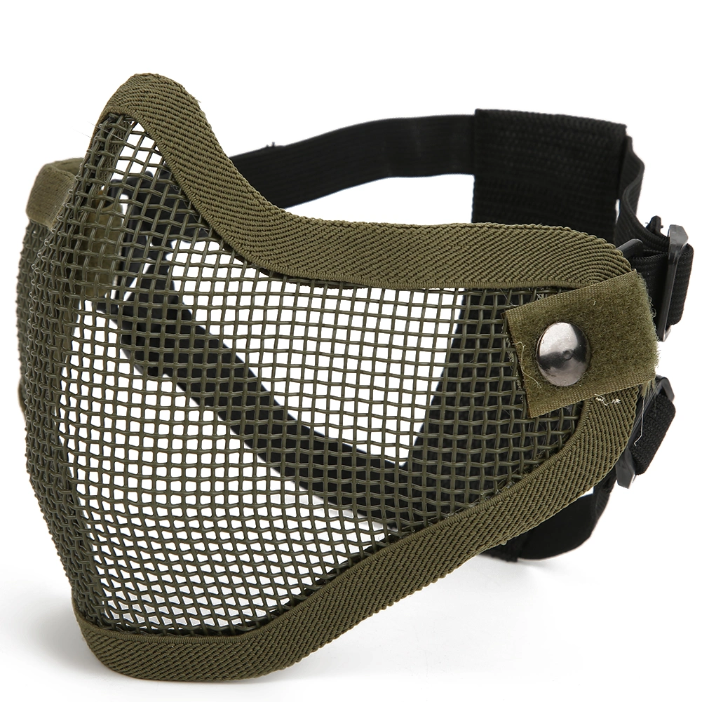 Metal Mesh Face Guard Tactics Half Cover Protective Safety Film Pure Color Anti Riot CS(Green )