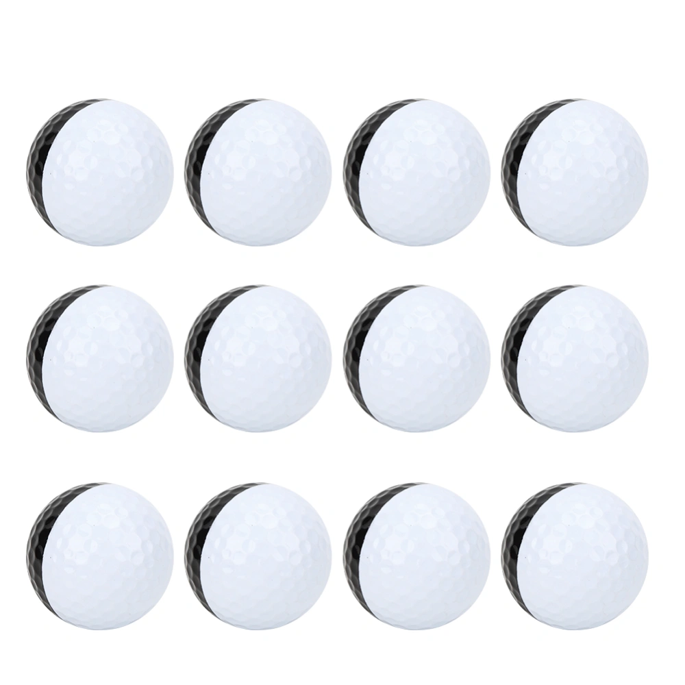 12PCS PU Golf Practice Ball Two Layer Black White Indoor Training Putter Assist Accessory