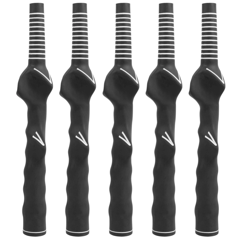 5PCS Golf Swing Club Hand Grip Rubber Beginner Practice Training Correction AccessoryHole Diameter 12.5mm Black