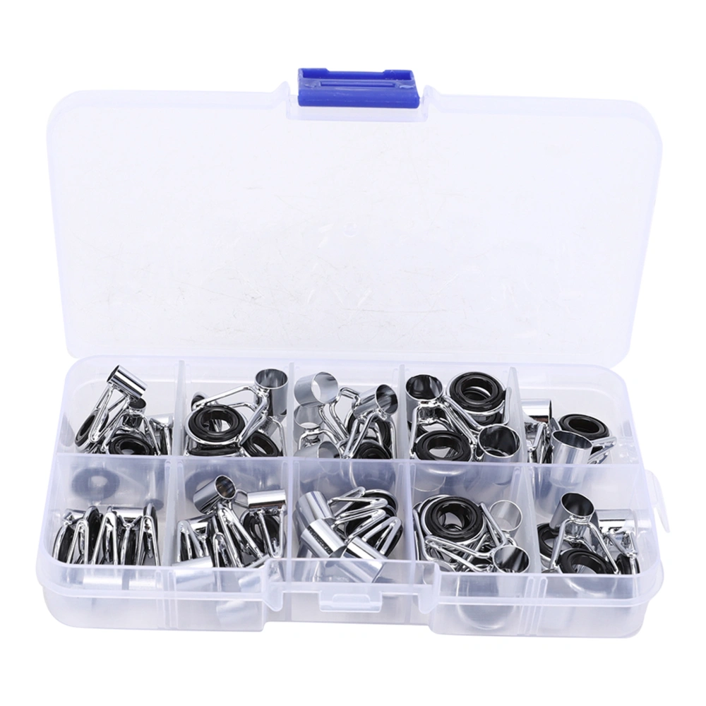 45Pcs 9Size Stainless Steel Ceramics Fishing Rod Pole Guide Ring Set Accessory