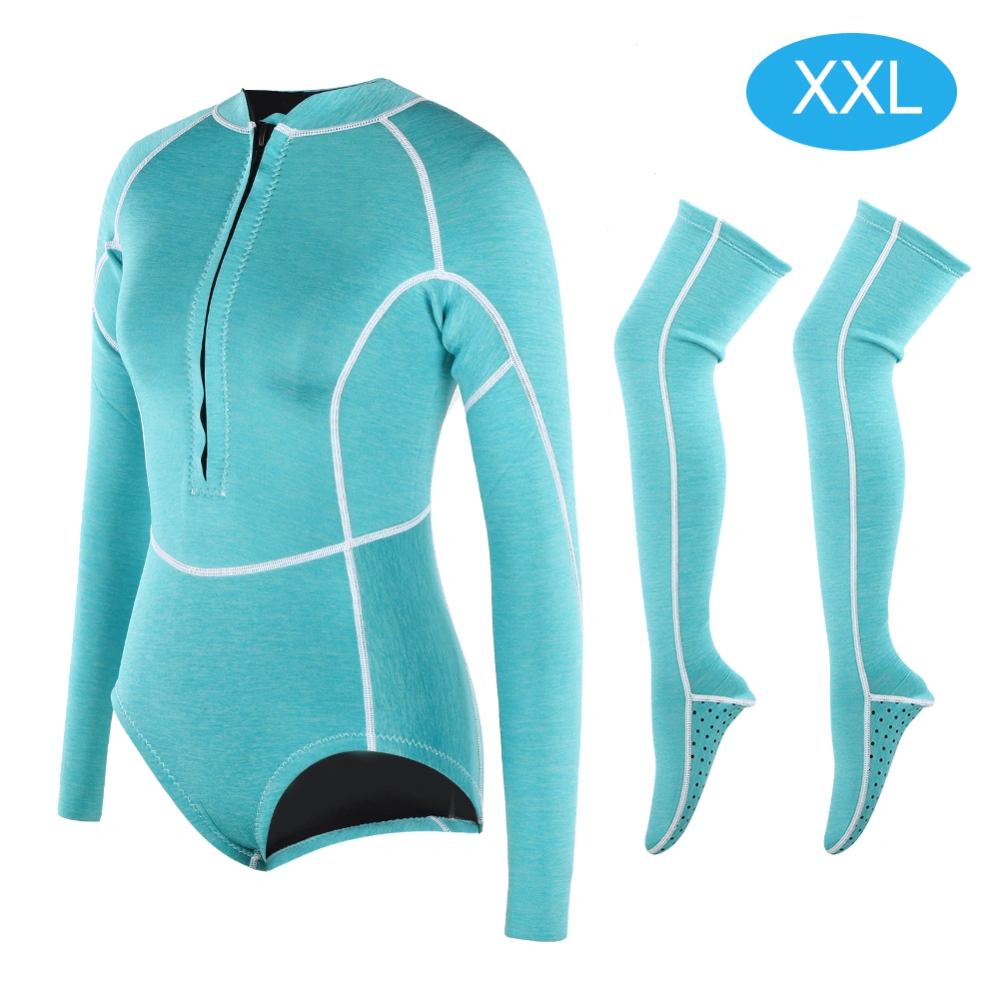 Adult Woman One-Pieces Wet-Type Keep Warm Snorkeling Diving Wet Suit with Stockings 2mmXXL