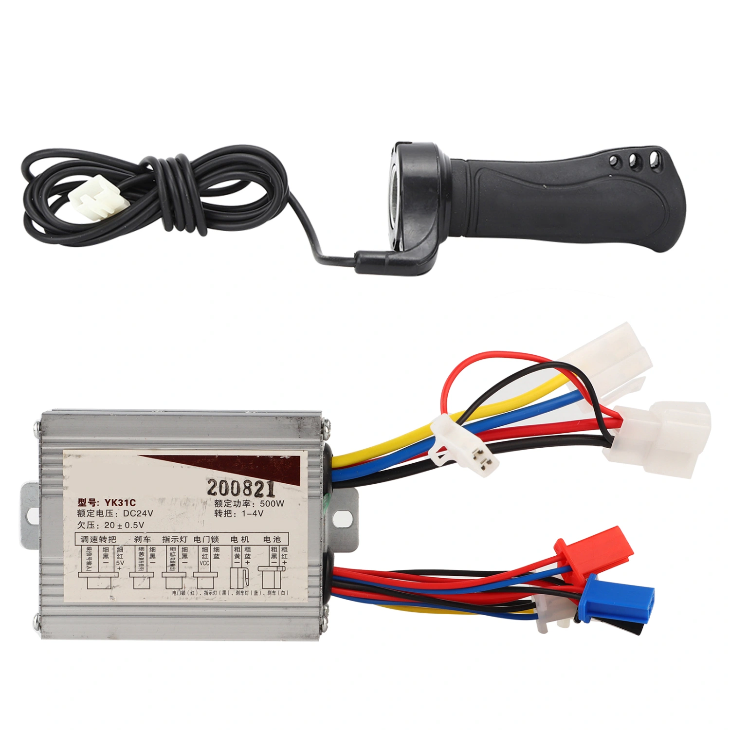 24V500W Brush Electric Bike Controller and Long Line Thumb Throttle Grip Accessory