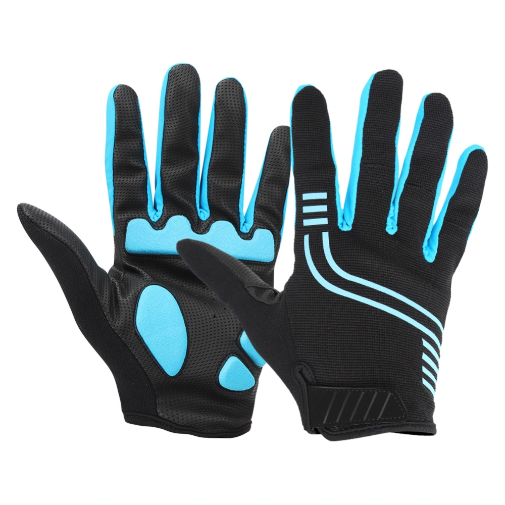 Outdoor Summer Bike Cycling Breathable Full Fingers Gloves for Mountain Bicycleblue black XXL