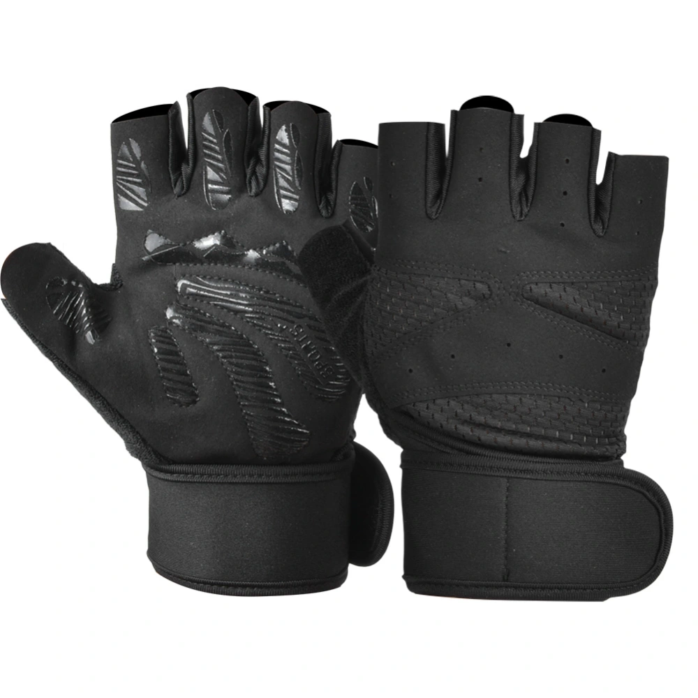 Fitness Unisex Dumbbell Breathable Silicone Anti-Skid Wear Resistant Sports Cycling Half Finger Gloves