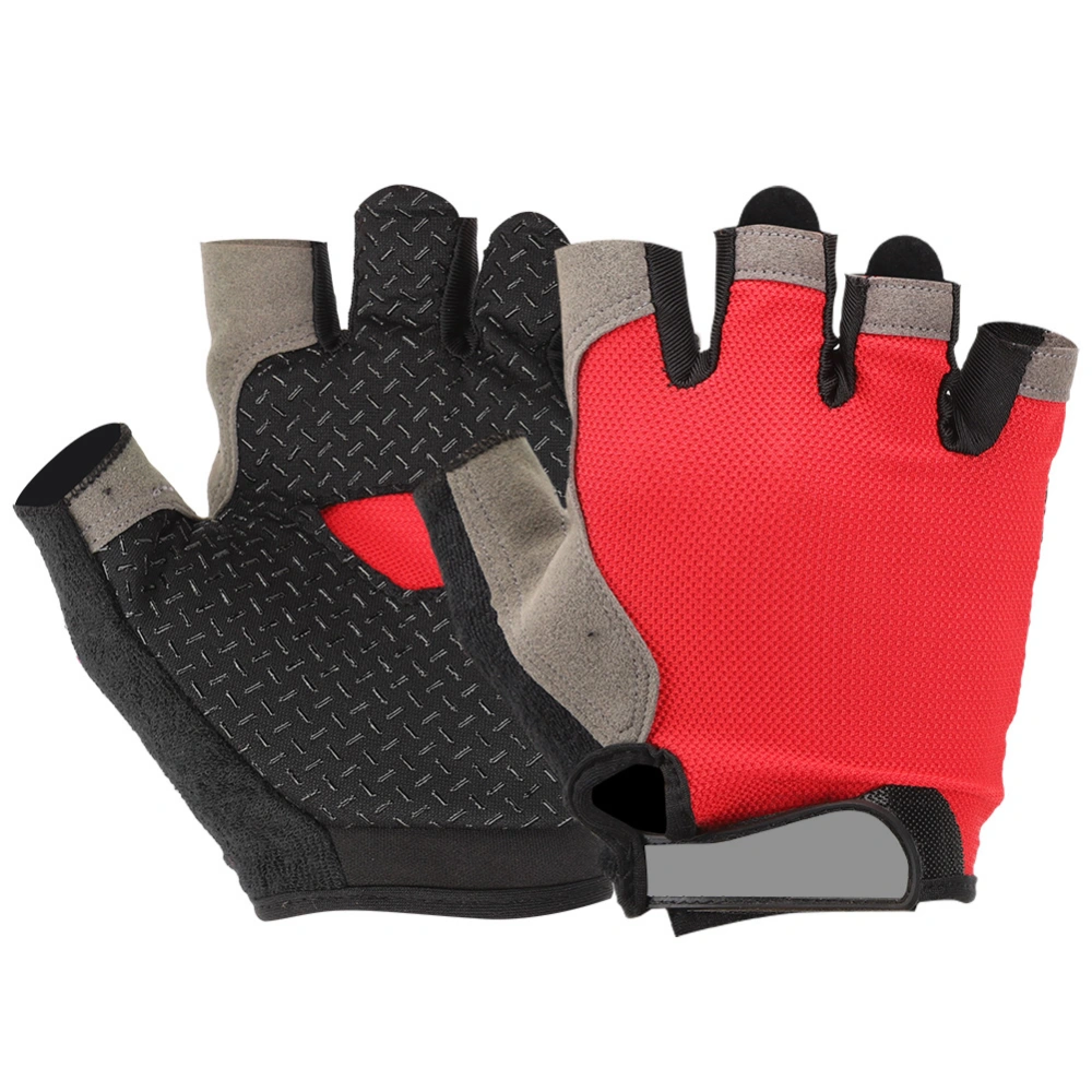 A Pair of Cloth Unisex Outdoor Sports Bike Cycling Breathable Anti-Skid Sun Proof Half Finger Gloves