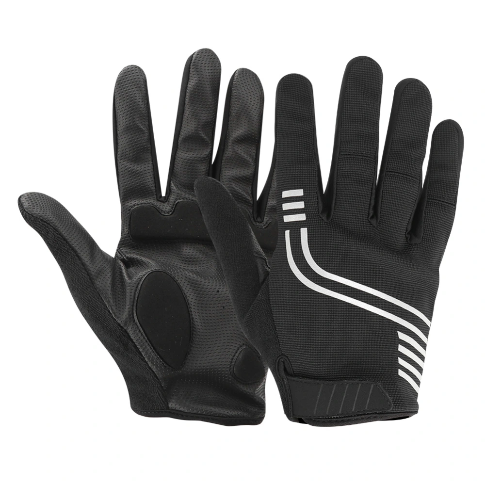 Outdoor Summer Bike Cycling Breathable Full Fingers Gloves for Mountain Bicyclesilver black L