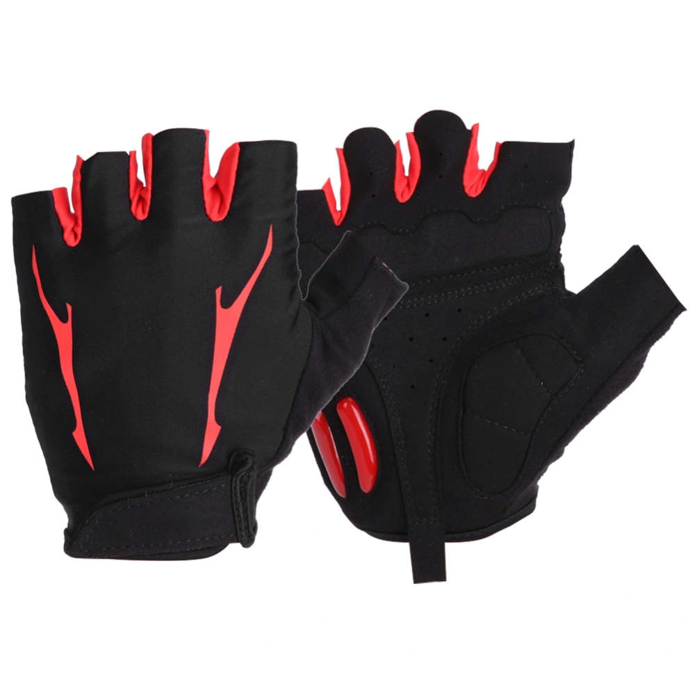 Unisex Sports Shock Absorption Cycling Gloves Half Finger Breathable Bicycle Gloves RedCycling Gloves M